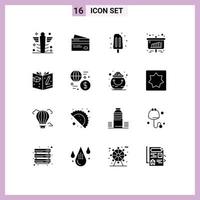 Aktienvektor-Icon-Pack mit 16 Linienzeichen und Symbolen für Geschäftssommerkarten Eiseinkauf editierbare Vektordesign-Elemente vektor