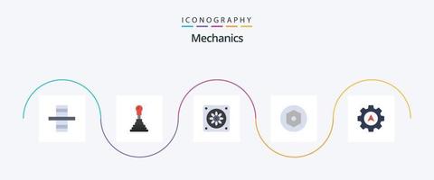 mekanik platt 5 ikon packa Inklusive . inre. markören vektor