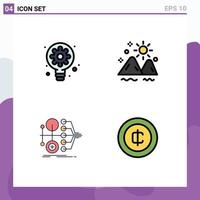 Filledline Flat Color Pack mit 4 universellen Symbolen für kreative Monetarisierungsausrüstung Outdoor-Geld editierbare Vektordesign-Elemente vektor