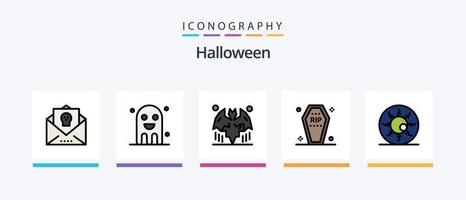 Halloween-Linie gefüllt 5 Icon Pack inklusive Friedhof. Tod. Grab. Voodoo. Halloween. kreatives Symboldesign vektor