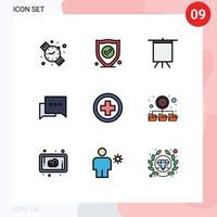 uppsättning av 9 modern ui ikoner symboler tecken för mappar tecken stå plus sjukhus redigerbar vektor design element