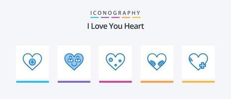 Heart Blue 5 Icon Pack inklusive Favorit. Valentinstag. wie. Liebe. Favorit. kreatives Symboldesign vektor