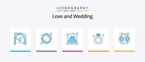 Hochzeit blau 5 Icon Pack inklusive Mode. Zubehörteil. Geschenk. Ring. Engagement. kreatives Symboldesign vektor