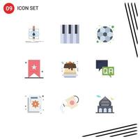 9 universell platt Färg tecken symboler av märka bokmärke piano bok fotboll redigerbar vektor design element