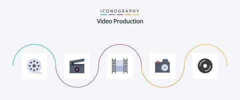 video produktion platt 5 ikon packa Inklusive media. disk. media. CD. kommunikation vektor