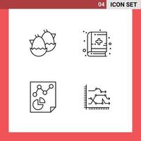 Packung mit 4 modernen Filledline-Flachfarben Zeichen und Symbolen für Web-Printmedien wie Eipapier Natur medizinische Ausbildung Analytik editierbare Vektordesign-Elemente vektor