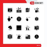 16 solides Glyphenpaket der Benutzeroberfläche mit modernen Zeichen und Symbolen der Stare-Blatt-Geldplanungsdatei editierbare Vektordesign-Elemente vektor