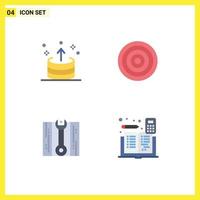 Stock Vector Icon Pack mit 4 Zeilenzeichen und Symbolen für Pfeilschlüssel ui Dart Repair editierbare Vektordesign-Elemente