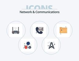 Netzwerk und Kommunikation Flat Icon Pack 5 Icon Design. Nachricht. Forderung. Netzwerk. Modem. Netzwerk vektor