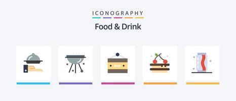 Essen und Trinken Flat 5 Icon Pack inklusive Getränk. Torte. Essen. Essen und Trinken. Bar trinken. kreatives Symboldesign vektor