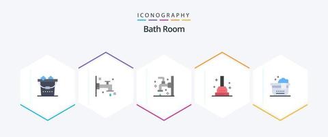 Badezimmer 25 Flat Icon Pack inklusive. Bad. Reinigung. Badewanne. Kolben vektor