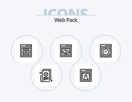 Web-Pack-Line-Icon-Pack 5-Icon-Design. Pfeil. Buchseite. beste webseite. Graph. Browser vektor