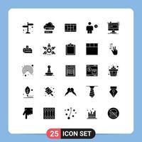 universell ikon symboler grupp av 25 modern fast glyfer av fabrik mänsklig meddelanden energi kropp redigerbar vektor design element