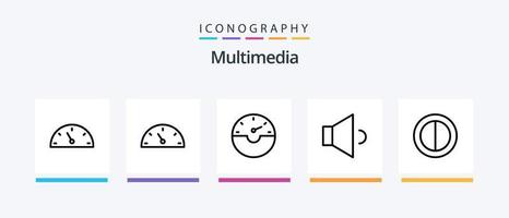 multimedia linje 5 ikon packa Inklusive . fart. växla. preferenser. kreativ ikoner design vektor