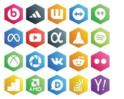 20 Social-Media-Symbolpaket einschließlich Reddit Picasa-Video-Xbox-Player vektor