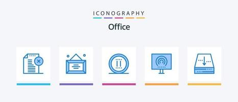 Office Blue 5 Icon Pack inklusive Stream. Radio. Büro. Büro. Pause. kreatives Symboldesign vektor