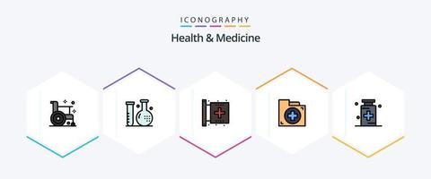 Gesundheit und Medizin 25 gefüllte Symbolpakete einschließlich Gesundheit. Anatomie. form. Ordner. dokumentieren vektor