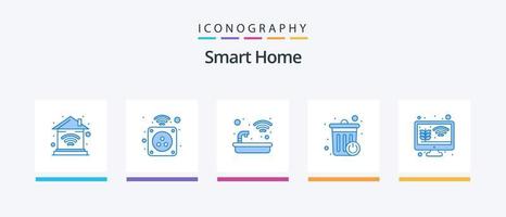 Smart Home Blue 5 Icon Pack inklusive Landwirtschaft. Korb. Leistung. intelligenter Mülleimer. Wanne. kreatives Symboldesign vektor