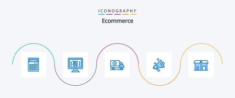 E-Commerce Blue 5 Icon Pack inklusive Markt. Einkaufen. besorgen. E-Commerce. LKW vektor