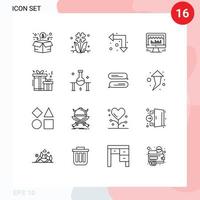 16 universell översikt tecken symboler av jul slå reste sig server ner redigerbar vektor design element