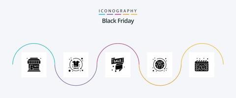 Black Friday Glyph 5 Icon Pack inklusive Mode. Kleidung. Verfahren. lässig. Verkaufsetikett vektor