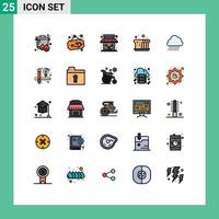 Stock Vector Icon Pack mit 25 Zeilen Zeichen und Symbolen für Himmel Regen Lebensmittelmarkt Brot Bäckerei editierbare Vektordesign-Elemente