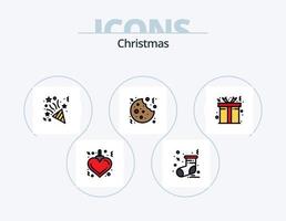 Weihnachtslinie gefüllt Icon Pack 5 Icon Design. Getränk. Gesichtsmasken. hd. Komödie. Stereo vektor