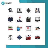 Stock Vector Icon Pack mit 16 Zeilenzeichen und Symbolen für Buchpräsentationsplanung Bildungstafel editierbare kreative Vektordesign-Elemente