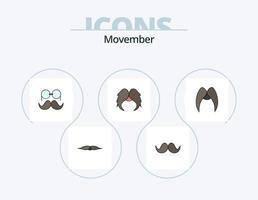 Movember-Linie gefüllt Icon Pack 5 Icon-Design. . . Weihnachtsmann. Männer. Umzug vektor