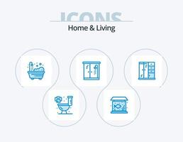 Haus und Leben blau Icon Pack 5 Icon Design. . Kabinett. Leben. Leben. Badezimmer vektor