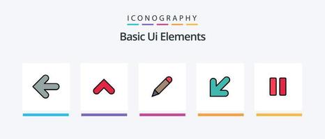 Grundlegende UI-Elemente Zeile gefüllt 5 Icon Pack einschließlich Abbrechen. schreiben. löschen. Schule. Bleistift. kreatives Symboldesign vektor