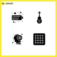 stock vektor ikon packa av 4 linje tecken och symboler för batteri mänsklig energi musik syn redigerbar vektor design element