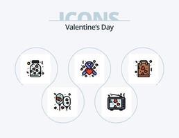 Valentinstag Linie gefüllt Icon Pack 5 Icon Design. Valentinstag. Hingabe. Datum. Liebhaber. romantisch vektor