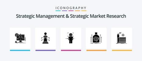 Strategisches Management und strategische Marktforschung Glyph 5 Icon Pack inklusive Darlehen. Dollar. Mann. Geld. Ziel. kreatives Symboldesign vektor