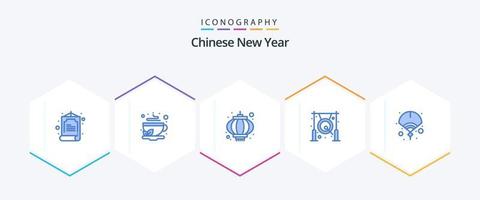 chinesisches neujahr 25 blaues symbolpaket einschließlich chinesisch. Gong. Chinesisch. Chinesisch. asiatisch vektor