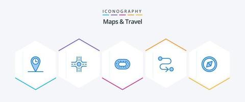 Kartor och resa 25 blå ikon packa Inklusive . väg. vektor