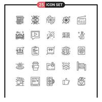 universell ikon symboler grupp av 25 modern rader av enheter rangoli lins mönster pengar redigerbar vektor design element