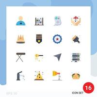 Modernes Set aus 16 flachen Farben und Symbolen wie King Safe Estimation Insurance Responsive Editable Pack kreativer Vektordesignelemente vektor