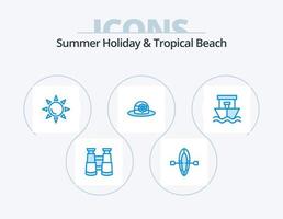 Strand blau Icon Pack 5 Icon Design. . Sommer. Sonne. Boot. Schiff vektor