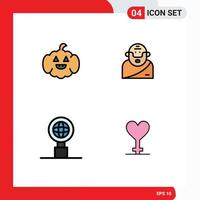 Stock Vector Icon Pack mit 4 Zeilenzeichen und Symbolen für Kürbissuche Gott altes Geschlecht editierbare Vektordesign-Elemente