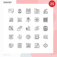 redigerbar vektor linje packa av 25 enkel rader av logga mapp blöta först väska redigerbar vektor design element