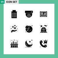 9 solides Glyphenpaket der Benutzeroberfläche mit modernen Zeichen und Symbolen von Diagrammdiagramm-Heimmünzen Einkommen editierbare Vektordesign-Elemente vektor