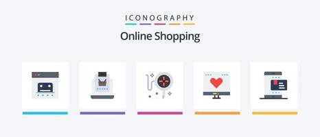 Online-Shopping Flat 5 Icon Pack inklusive Geld. wie. Geschäft. Finanzen. online. kreatives Symboldesign vektor