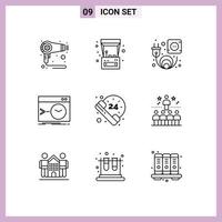 Stock Vector Icon Pack mit 9 Zeilen Zeichen und Symbolen für Call Terminal Electric Software Command editierbare Vektordesign-Elemente