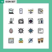 modern uppsättning av 16 platt Färg fylld rader och symboler sådan som rabatt mobil android befordran sparande redigerbar kreativ vektor design element