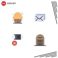 packa av 4 kreativ platt ikoner av godis inte mat post säkerhet redigerbar vektor design element
