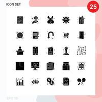 grupp av 25 fast glyfer tecken och symboler för radio dela med sig bynny person grupp redigerbar vektor design element
