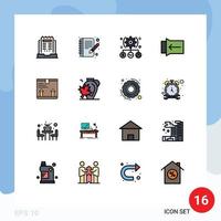 16 thematische Vektor-Flachfarben gefüllte Linien und editierbare Symbole der Box-Touch-Task-Folie, vom Benutzer bearbeitbare kreative Vektordesign-Elemente vektor