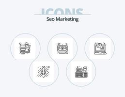 seo marknadsföring linje ikon packa 5 ikon design. seo. marknadsföring. bubbla. finansiera. representativ vektor