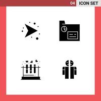 4 solides Glyphenpaket der Benutzeroberfläche mit modernen Zeichen und Symbolen von Pfeilen Laborrecht Marketing Herz editierbare Vektordesign-Elemente vektor